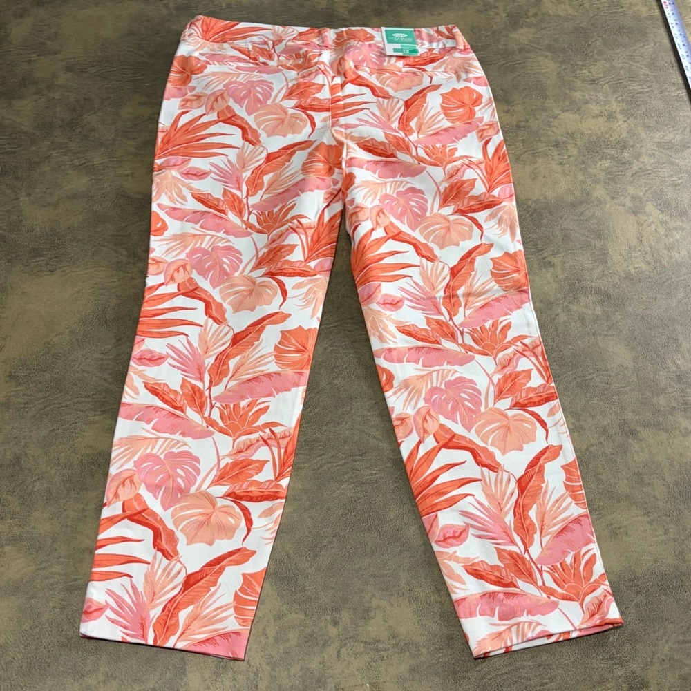 Old Navy Pixie Pants Womens 12 Pink Coral Tropical Floral Ankle Length Stretch